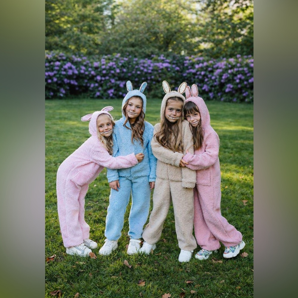 Pink plush monster Labubu costume, Easter Bunny Outfit for Girls - Picture 4 of 5